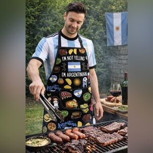 Argentine BBQ Apron Funny “I’m Not Yelling I’m Argentinian” Waterproof Cooking🇦🇷